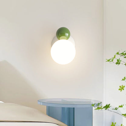 Round Globe Iron Plastic Shade 1-Light Wall Sconce Lamp