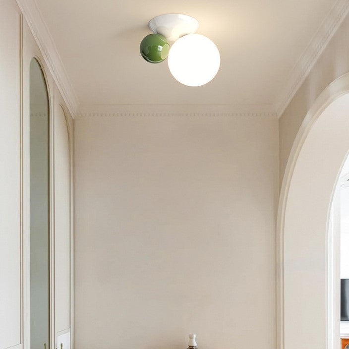 Round Globe Iron Plastic Shade 1-Light Wall Sconce Lamp