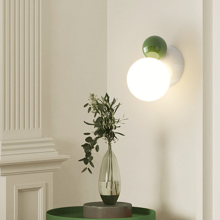 Round Globe Iron Plastic Shade 1-Light Wall Sconce Lamp