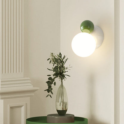 Round Globe Iron Plastic Shade 1-Light Wall Sconce Lamp