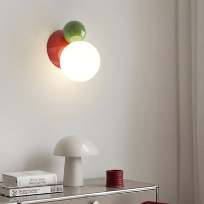 Round Globe Iron Plastic Shade 1-Light Wall Sconce Lamp