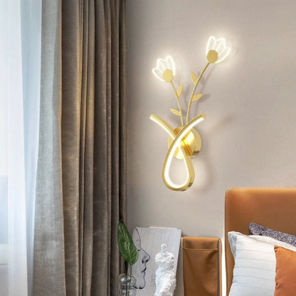 Line Flower Iron Frame Acrylic LED Wall Sconce Lamp