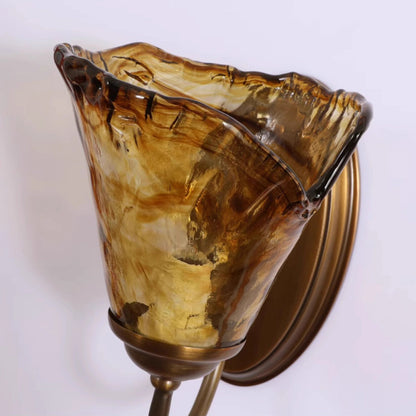 Cup Full Brass Frame Glass Shade 1-Light Wall Sconce Lamp