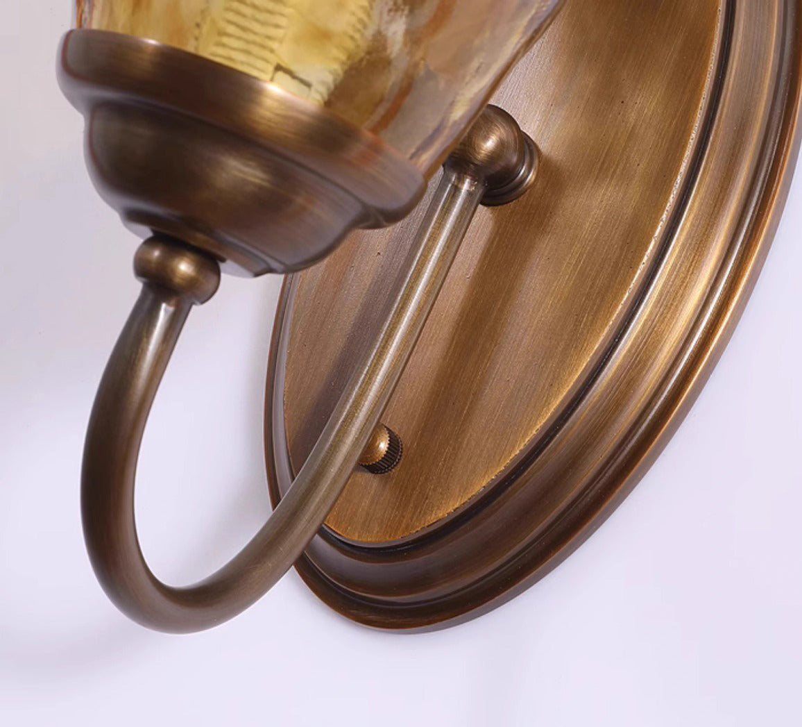 Cup Full Brass Frame Glass Shade 1-Light Wall Sconce Lamp