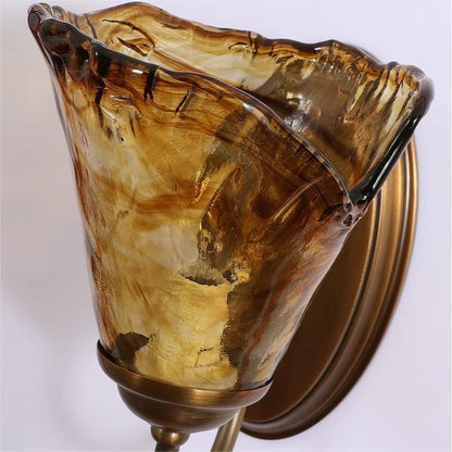 Cup Full Brass Frame Glass Shade 1-Light Wall Sconce Lamp