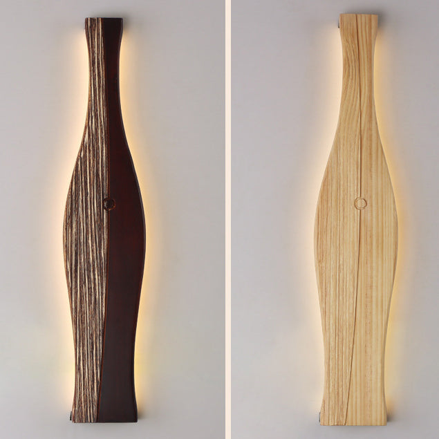 Japanese Shape Wood Aluminum Silicone LED Wall Sconce Lamp
