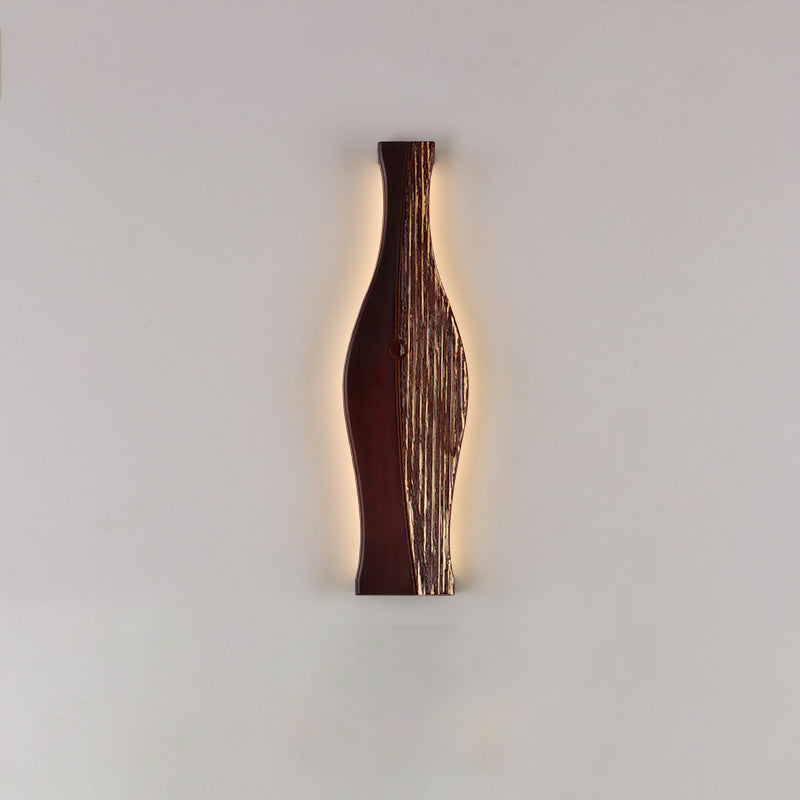 Japanese Shape Wood Aluminum Silicone LED Wall Sconce Lamp