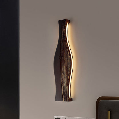 Japanese Shape Wood Aluminum Silicone LED Wall Sconce Lamp