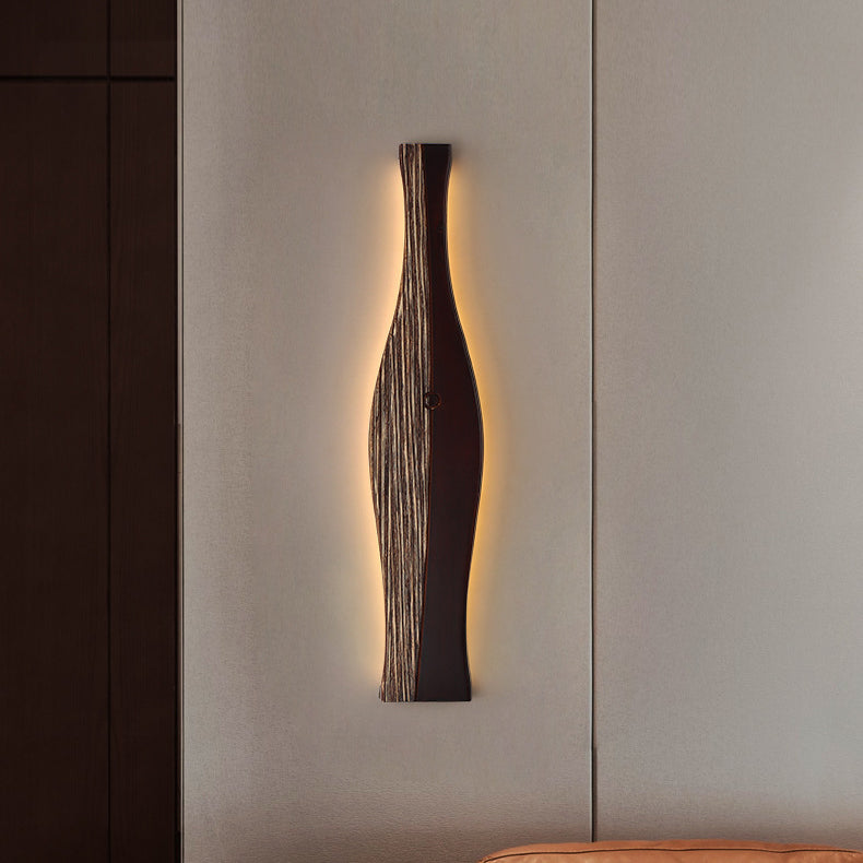 Japanese Shape Wood Aluminum Silicone LED Wall Sconce Lamp