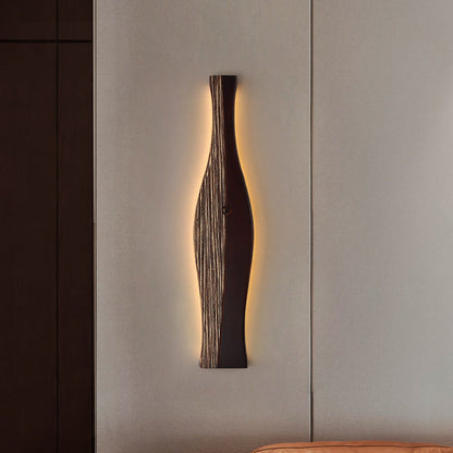 Japanese Shape Wood Aluminum Silicone LED Wall Sconce Lamp