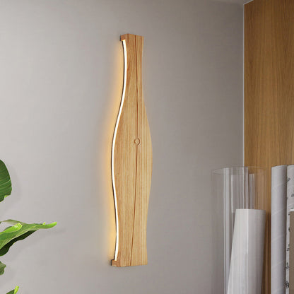 Japanese Shape Wood Aluminum Silicone LED Wall Sconce Lamp