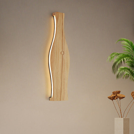 Japanese Shape Wood Aluminum Silicone LED Wall Sconce Lamp