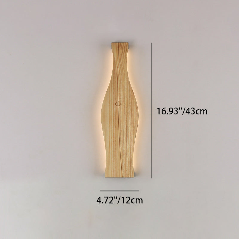 Japanese Shape Wood Aluminum Silicone LED Wall Sconce Lamp