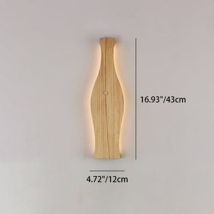 Japanese Shape Wood Aluminum Silicone LED Wall Sconce Lamp