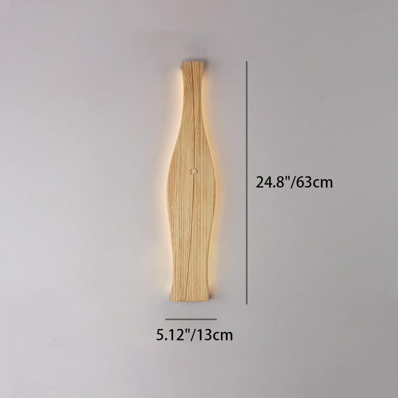 Japanese Shape Wood Aluminum Silicone LED Wall Sconce Lamp