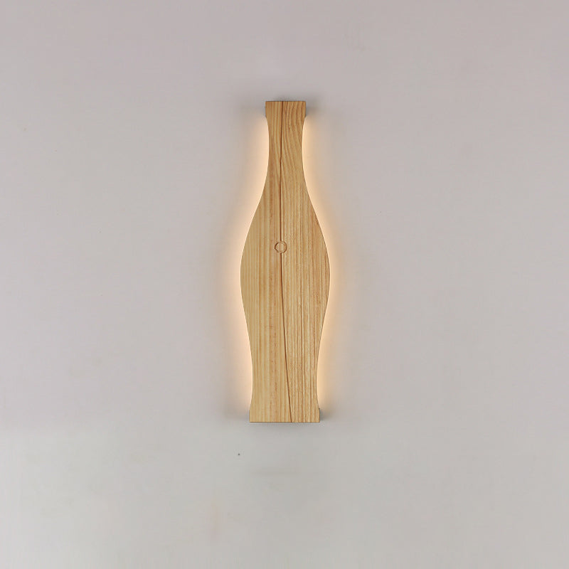 Japanese Shape Wood Aluminum Silicone LED Wall Sconce Lamp