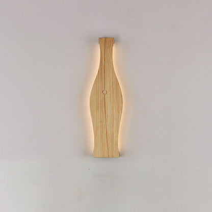 Japanese Shape Wood Aluminum Silicone LED Wall Sconce Lamp