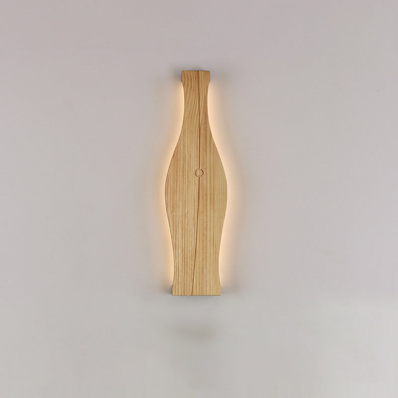 Japanese Shape Wood Aluminum Silicone LED Wall Sconce Lamp