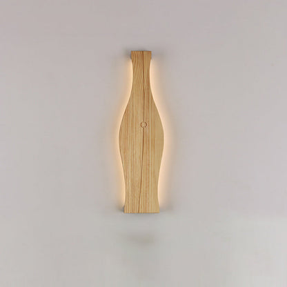 Japanese Shape Wood Aluminum Silicone LED Wall Sconce Lamp