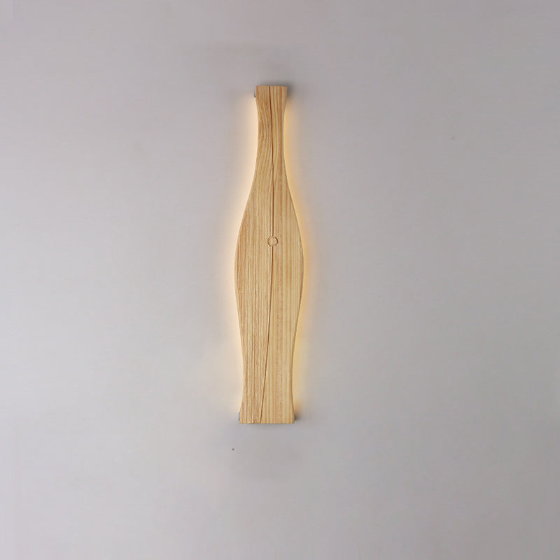 Japanese Shape Wood Aluminum Silicone LED Wall Sconce Lamp