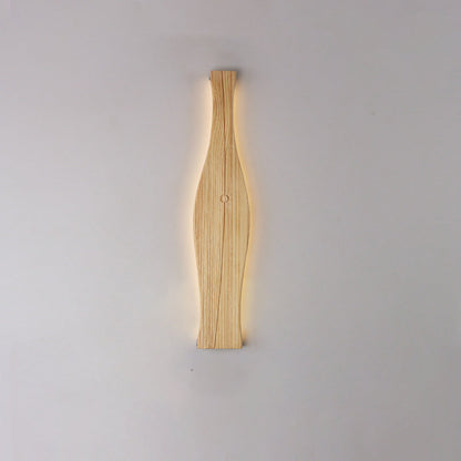 Japanese Shape Wood Aluminum Silicone LED Wall Sconce Lamp