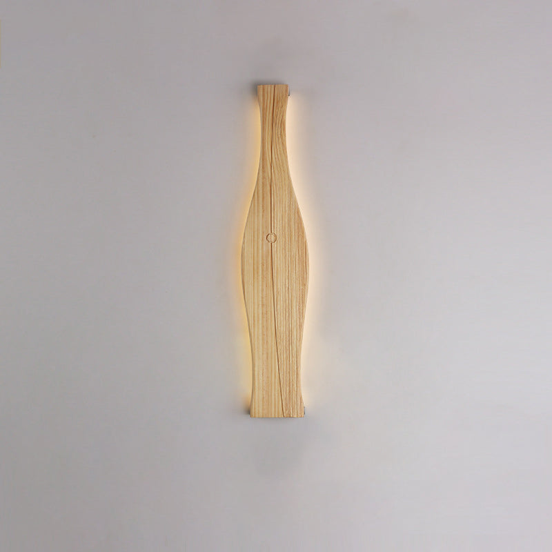 Japanese Shape Wood Aluminum Silicone LED Wall Sconce Lamp