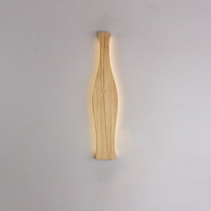 Japanese Shape Wood Aluminum Silicone LED Wall Sconce Lamp