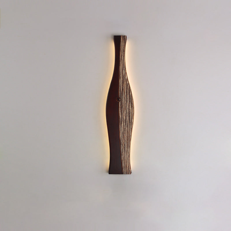 Japanese Shape Wood Aluminum Silicone LED Wall Sconce Lamp