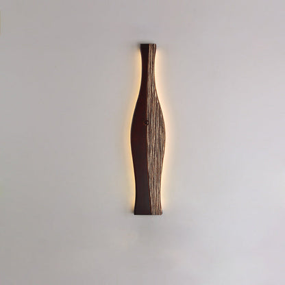 Japanese Shape Wood Aluminum Silicone LED Wall Sconce Lamp