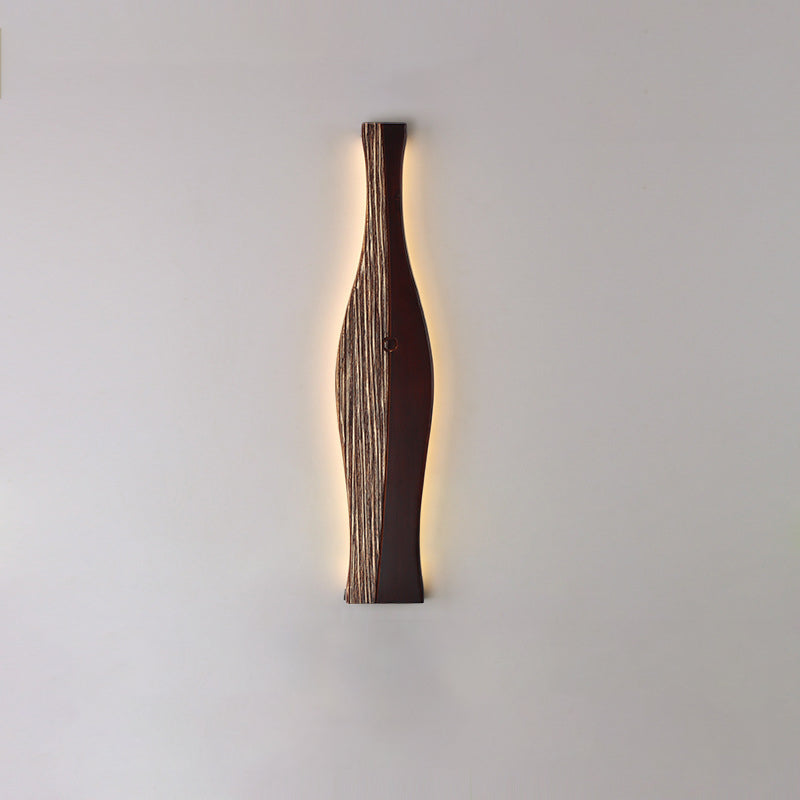 Japanese Shape Wood Aluminum Silicone LED Wall Sconce Lamp