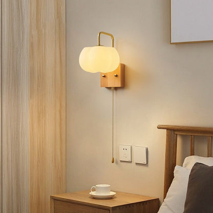 Straight Square Wooden Base Iron 1-Light Wall Sconce Lamp