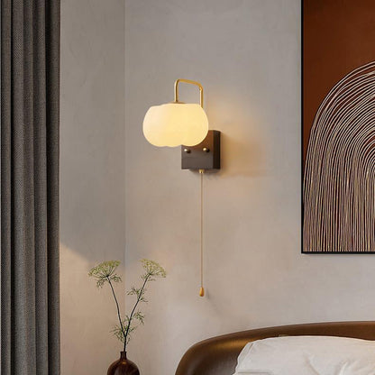 Straight Square Wooden Base Iron 1-Light Wall Sconce Lamp