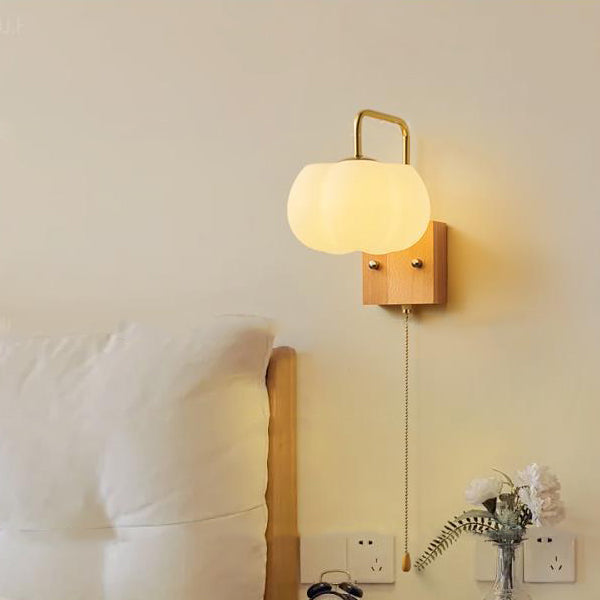 Straight Square Wooden Base Iron 1-Light Wall Sconce Lamp