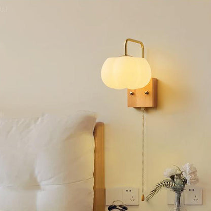 Straight Square Wooden Base Iron 1-Light Wall Sconce Lamp