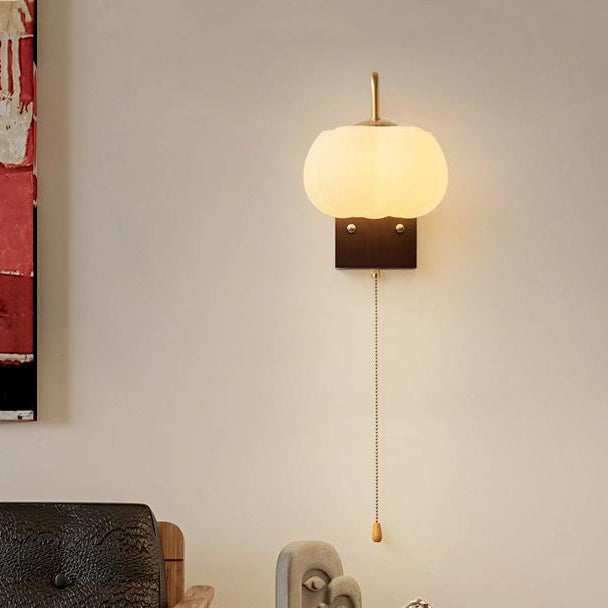 Straight Square Wooden Base Iron 1-Light Wall Sconce Lamp