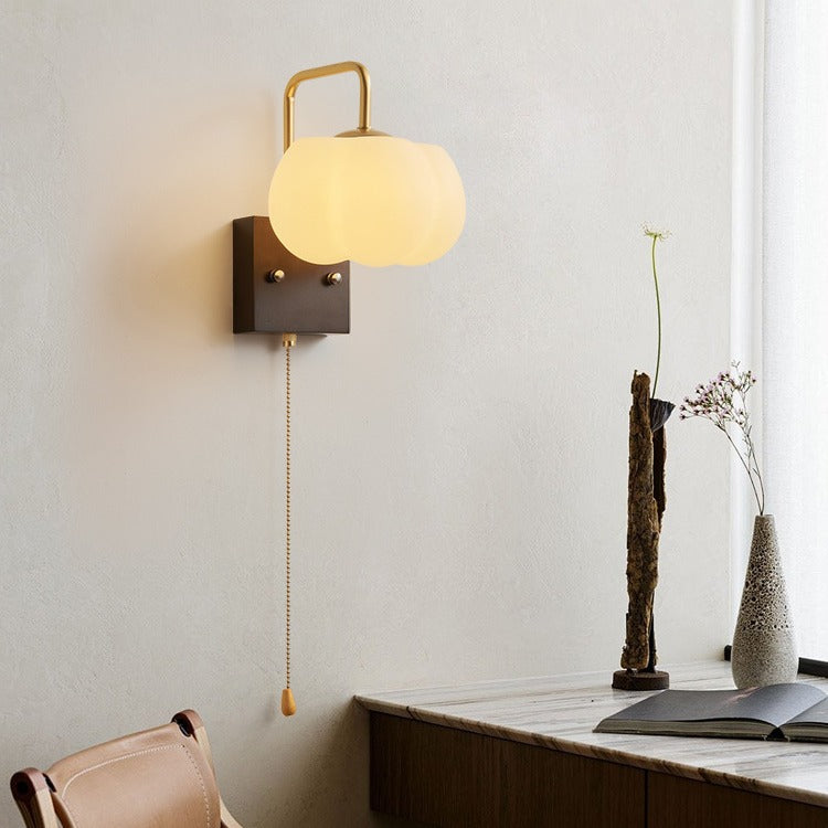 Straight Square Wooden Base Iron 1-Light Wall Sconce Lamp