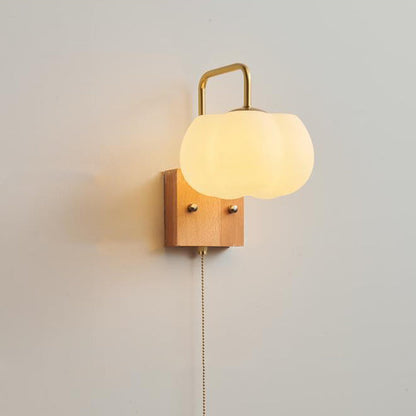 Straight Square Wooden Base Iron 1-Light Wall Sconce Lamp