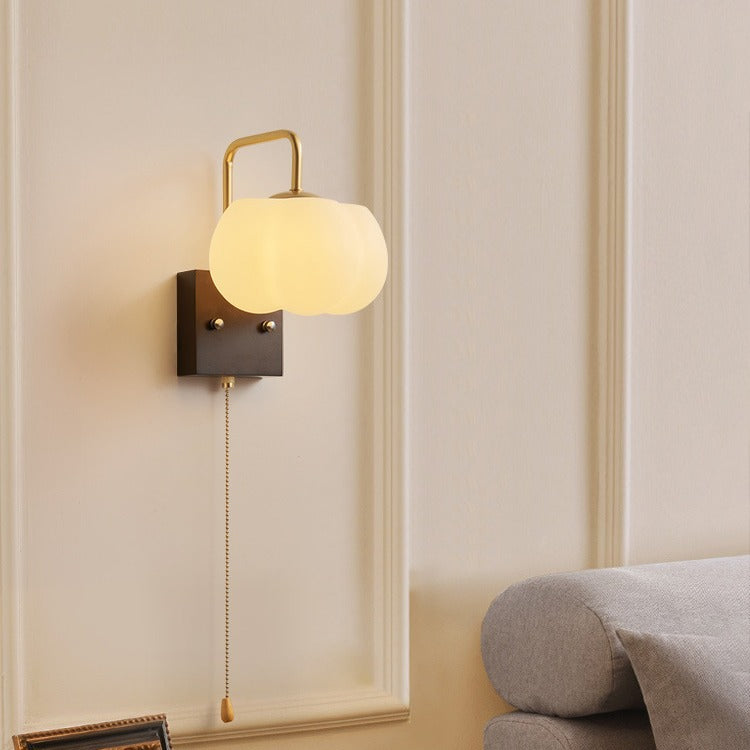 Straight Square Wooden Base Iron 1-Light Wall Sconce Lamp