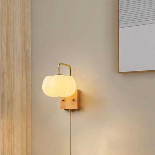 Straight Square Wooden Base Iron 1-Light Wall Sconce Lamp