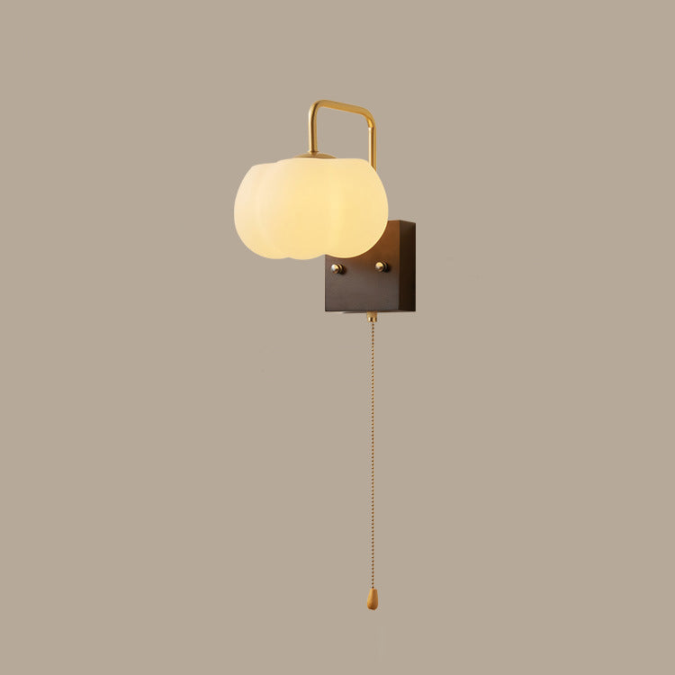 Straight Square Wooden Base Iron 1-Light Wall Sconce Lamp