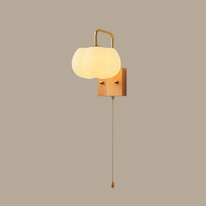 Straight Square Wooden Base Iron 1-Light Wall Sconce Lamp