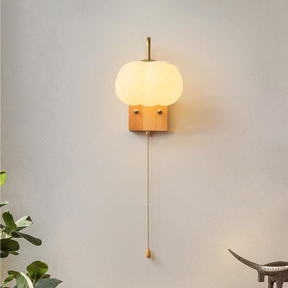 Straight Square Wooden Base Iron 1-Light Wall Sconce Lamp