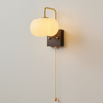 Straight Square Wooden Base Iron 1-Light Wall Sconce Lamp