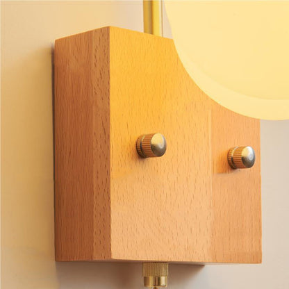 Straight Square Wooden Base Iron 1-Light Wall Sconce Lamp