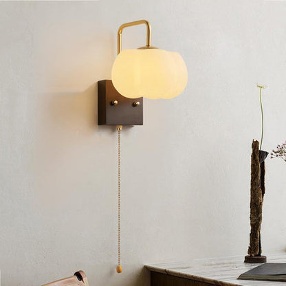 Straight Square Wooden Base Iron 1-Light Wall Sconce Lamp