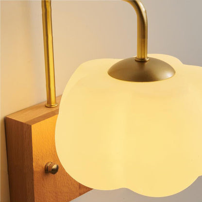Straight Square Wooden Base Iron 1-Light Wall Sconce Lamp
