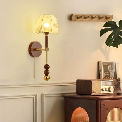 Cylinder Oval Wood Hardware Glass 1-Light Wall Sconce Lamp