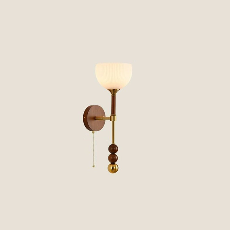 Cylinder Oval Wood Hardware Glass 1-Light Wall Sconce Lamp