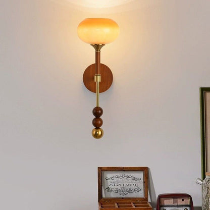 Cylinder Oval Wood Hardware Glass 1-Light Wall Sconce Lamp