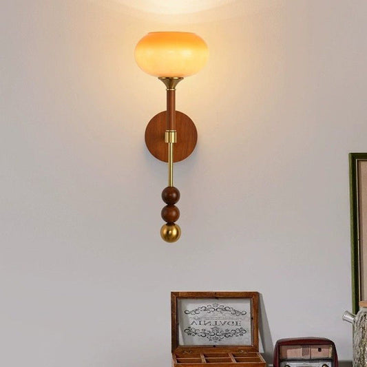 Cylinder Oval Wood Hardware Glass 1-Light Wall Sconce Lamp